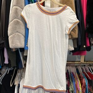 Boden white embroidered mini shirt dress